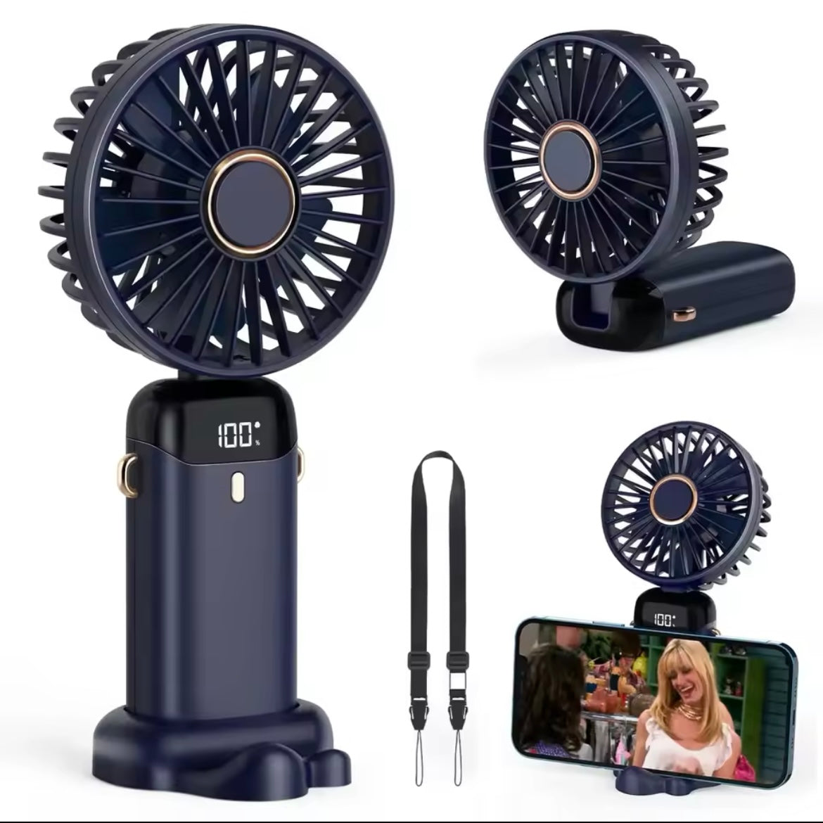 Hand Held Fan,Portable Handheld USB Rechargeable Fans with 5 Speeds