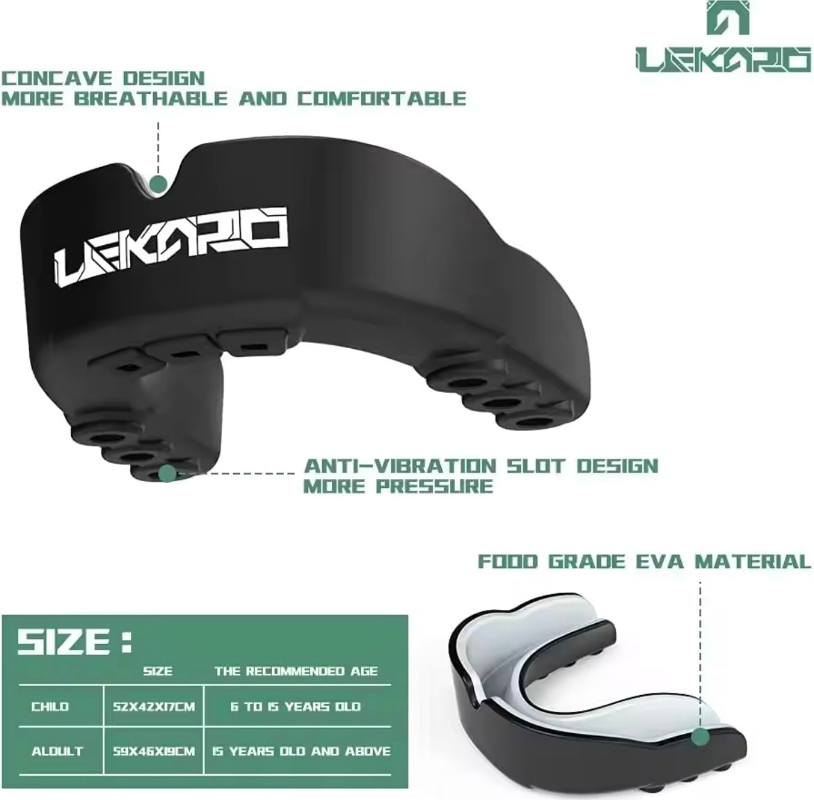 Lekaro Adult Sports Tooth Protection Eva Mouth Guard Sports Kids Mouthguard