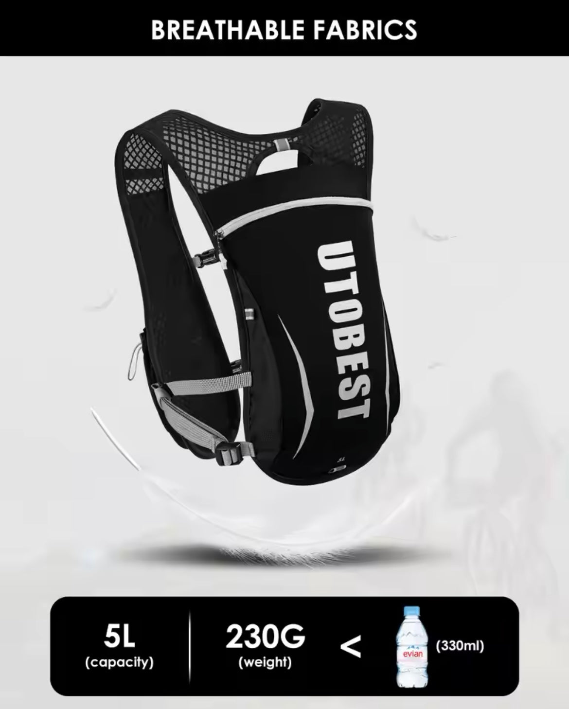 UTOBEST Running Backpacks Lightweight Hydration Pack Functional Running Vest 5L